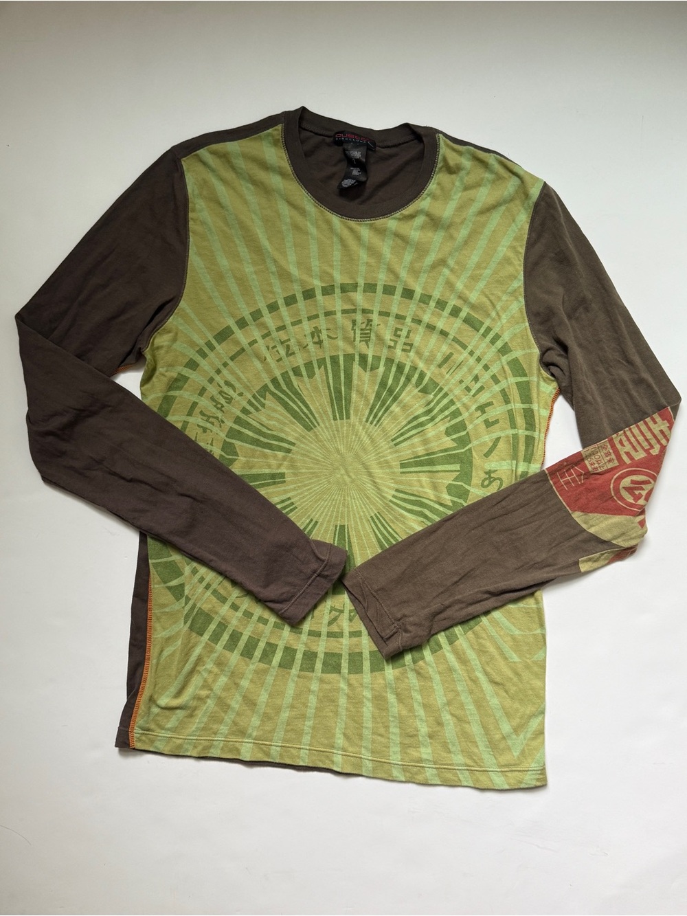 Custo Barcelona Long Sleeve Graphic Crewneck — Green & Brown